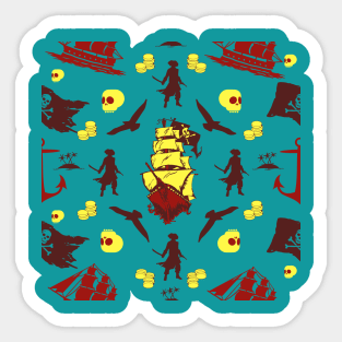 Ocean Life Adventure Pattern Of Hunting Pirates Treasure Sticker